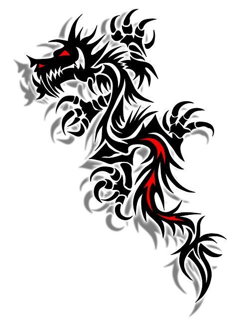 Red and Black Dragon Logo - Superb Black Tribal Dragon Tattoo Design
