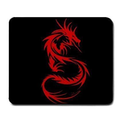 Red and Black Dragon Logo - Amazon.com : Tribal Dragon Black & Red Mouse Pad : Gaming Mouse Pad