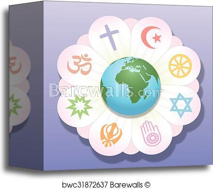 World Flower Logo - Canvas Print of Religions United World Flower Peace | Barewalls ...