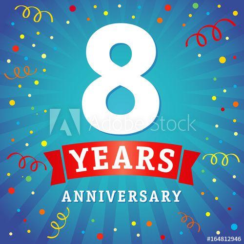With 8 Blue Lines Logo - years anniversary logo celebration card. 8th years anniversary