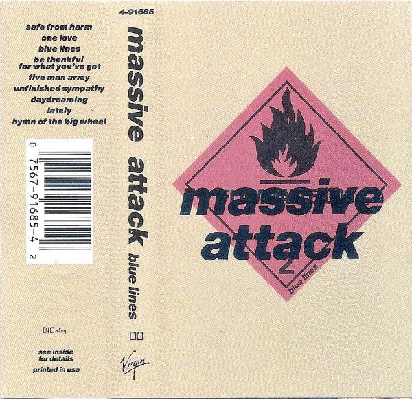 With 8 Blue Lines Logo - Massive Attack Lines (Cassette, Album)