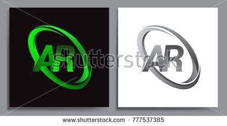 Grey and Green Circle Logo - letter AR logotype design for company name colored Green swoosh