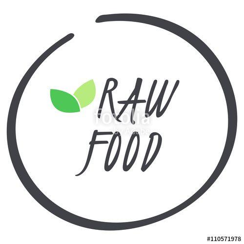 Grey and Green Circle Logo - vector grey Raw Food circle logo symbol with green leaves for food ...