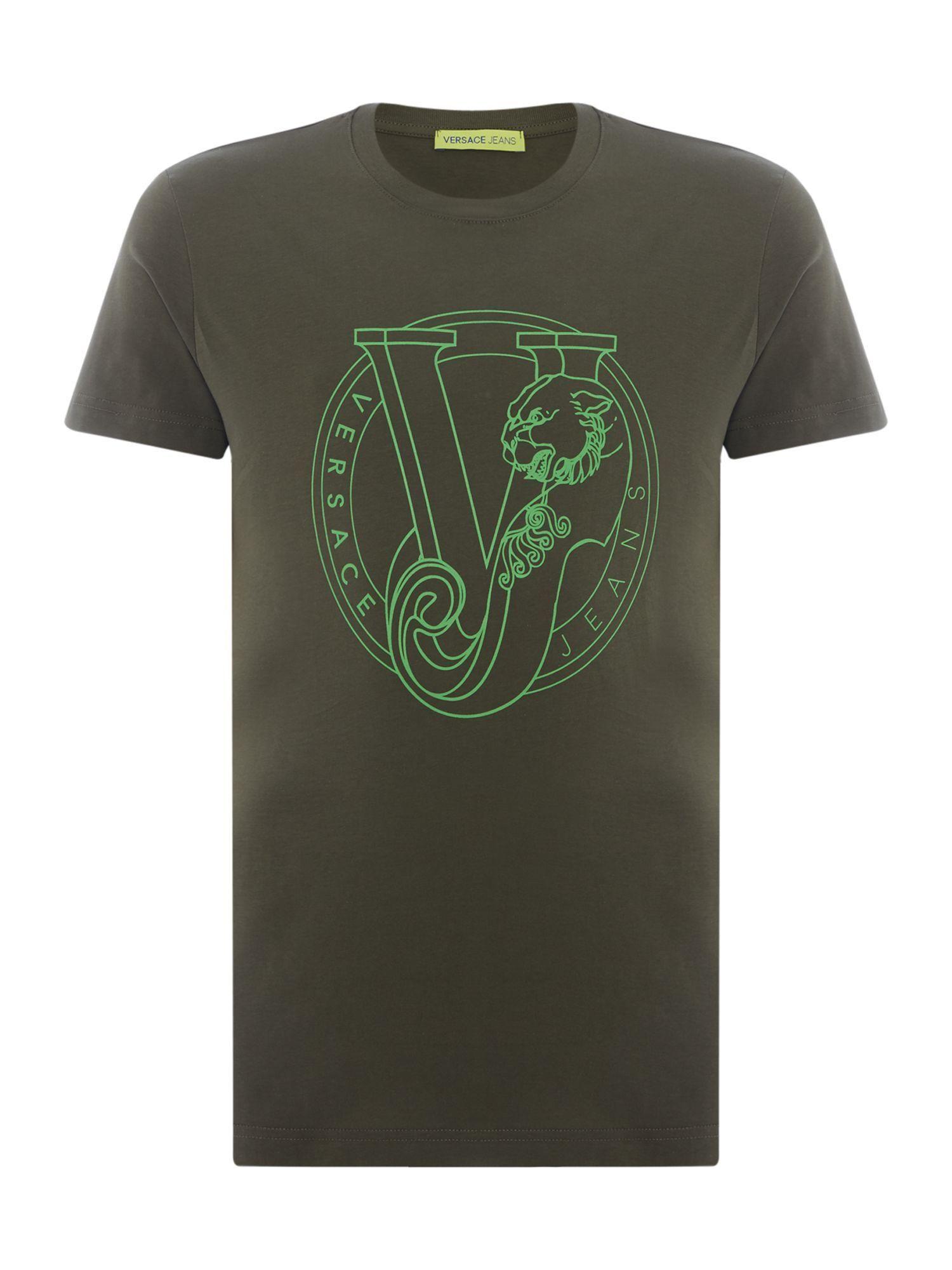 Grey and Green Circle Logo - Lyst - Versace jeans Men's Large Circle Logo T-shirt in Green for Men