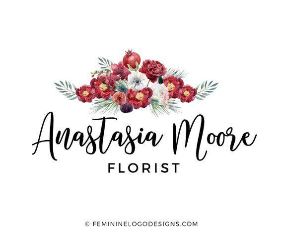 Red Flowers Logo - Red flower logo set Feminine logo package Florist logo