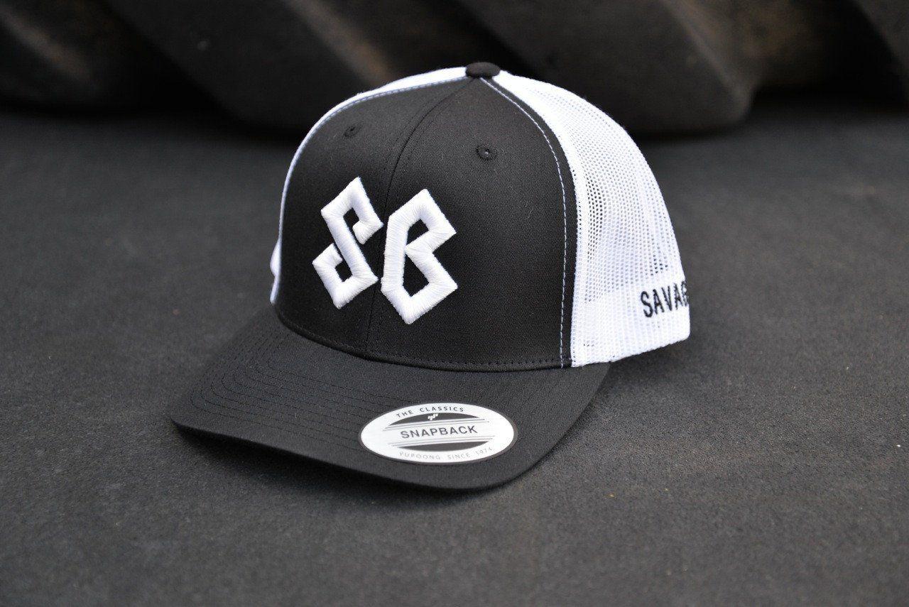 Savage Baseball Logo - Hat - Black and White SB Logo / Trucker Snap Back - Savage Barbell ...