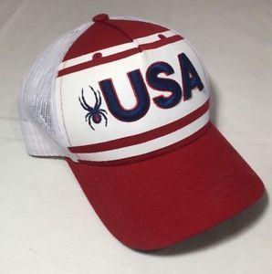 Red White and Blue Baseball Logo - Spyder Men's USA Trucker Baseball Snapback Hat Red Adjustable Red