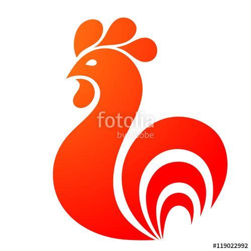 Red Rooster Logo - Rooster icon. Rooster logo. Red fire rooster as symbol of new year ...