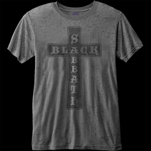 T and Cross Logo - Black Sabbath - Cross Logo (Grey) (Burnout) (T-Shirt) | Todestrieb