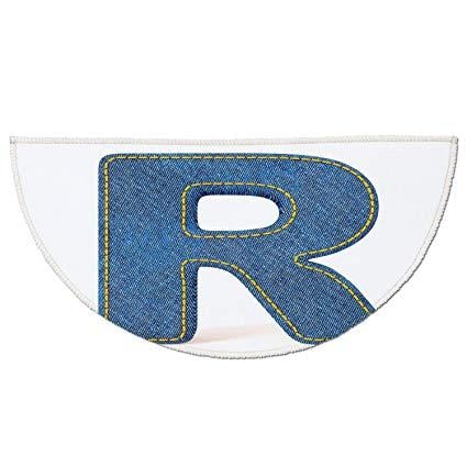 Half Yellow Letter R Logo - Half Round Door Mat Entrance Rug Floor Mats, Letter R