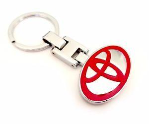 Red Car Logo - TOYOTA Silver Red Car Logo Key chain key ring stainless comes with ...