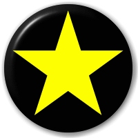 Black Yellow Star Logo - Yellow And Black Plain Star - Pin Button Badge | Big Cheese Badges