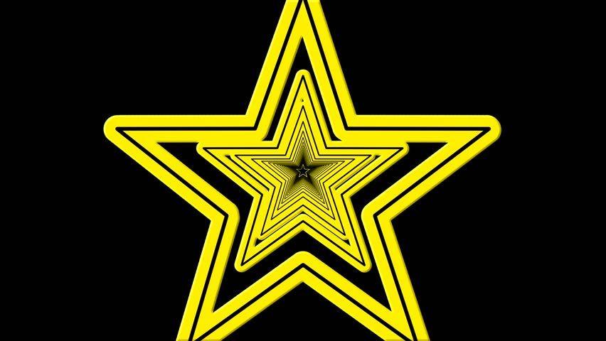 Black Yellow Star Logo - Abstract Motion Background Yellow Star Tunnel Black Background