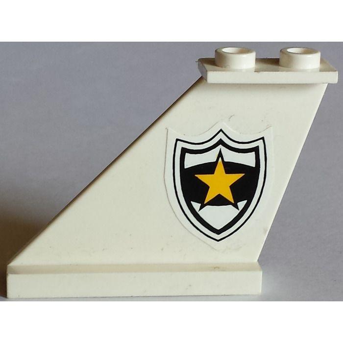 Black Yellow Star Logo - LEGO White Tail 4 x 1 x 3 with Black and White Police Badge