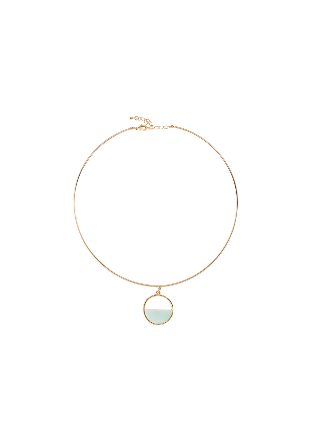 Semicircle with White Mountain Black Logo - Wanderlust + Co Circle V Gold & Mint Necklace MT