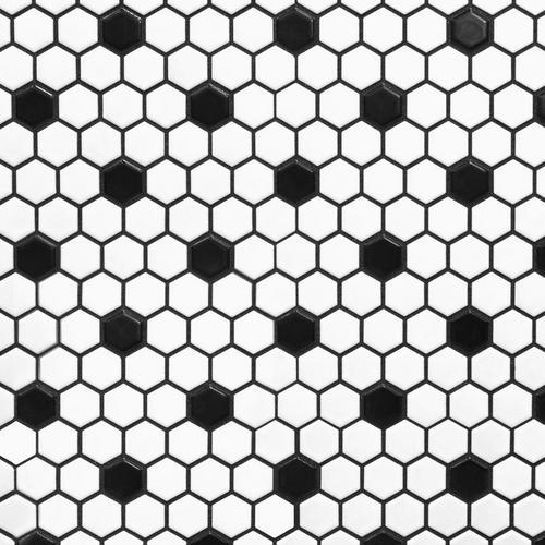 Black and White Hexagon Logo - White and Black Hexagon II Porcelain Mosaic - 10 x 12 - 100104694 ...