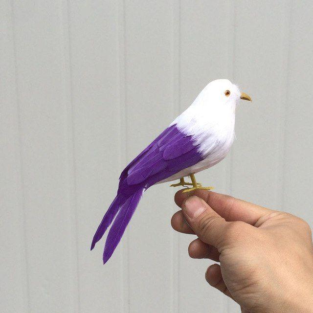 Purple White Bird Logo - about 15cm purple &white feathers bird Handmade art model, simulation