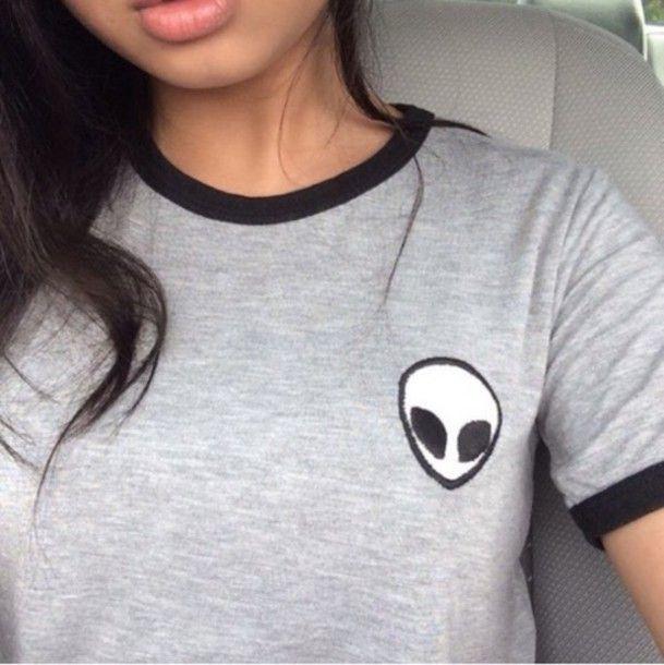 Tumblr Alien Logo - grunge, alien, dope, tumblr outfit, graphic tee, back to school, t ...