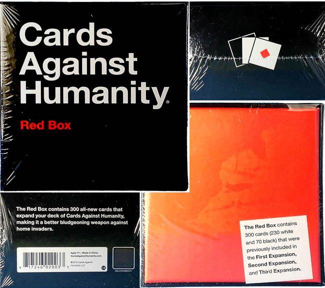 Red Black Blue and Green Logo - New Cards Against Humanity - Red, Blue, and Green Boxes.