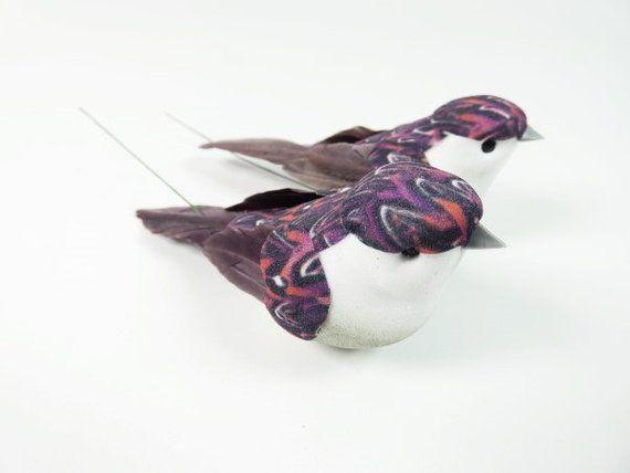 Purple White Bird Logo - Purple Red White Birds Craft Bird Cake Topper Decorative