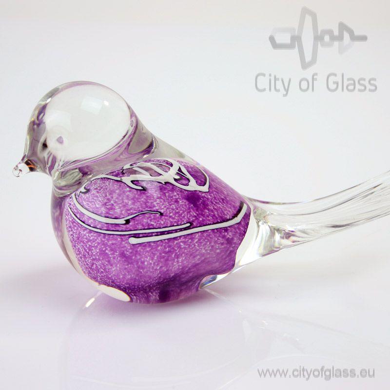 Purple White Bird Logo - Glass bird by Loranto with white- City of Glass