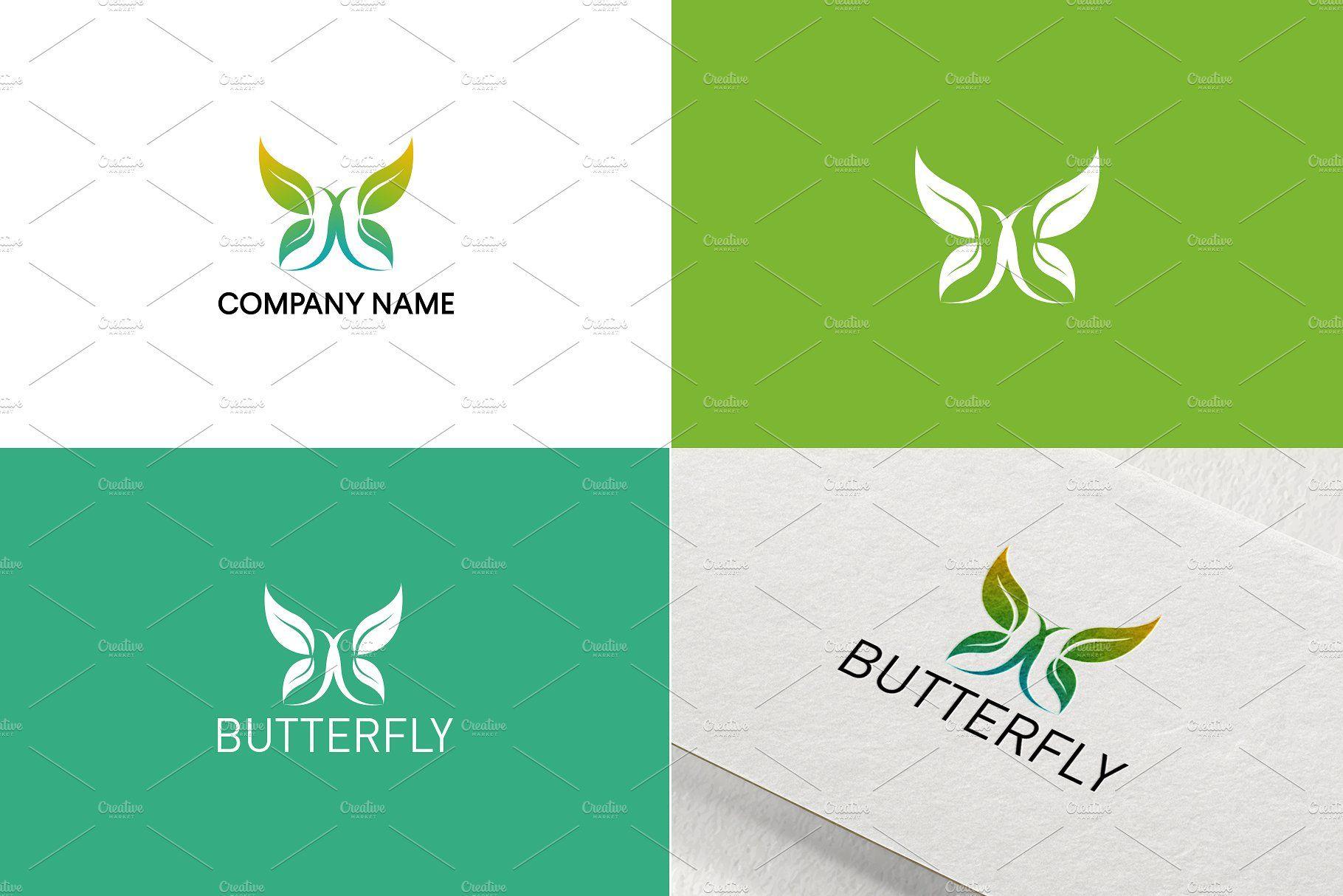 Green Butterfly Logo - Butterfly logo design Logo Templates Creative Market