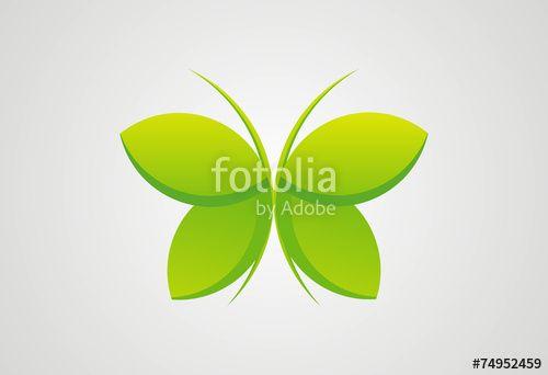 Green Butterfly Logo - Eco green butterfly logo vector