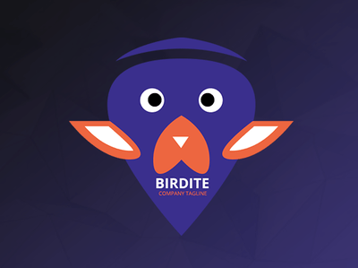 Purple White Bird Logo - Birdite Head Logo Template