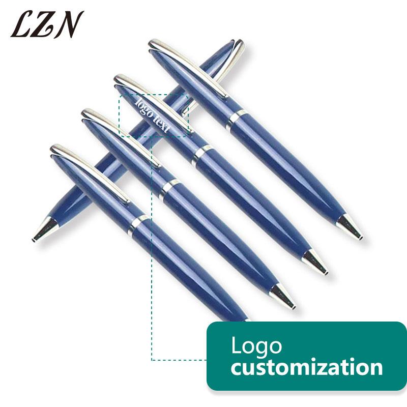 Pens with Company Logo - LZN Rotating Metal Ballpoint Pen All Blue Oil Pen Company Office ...