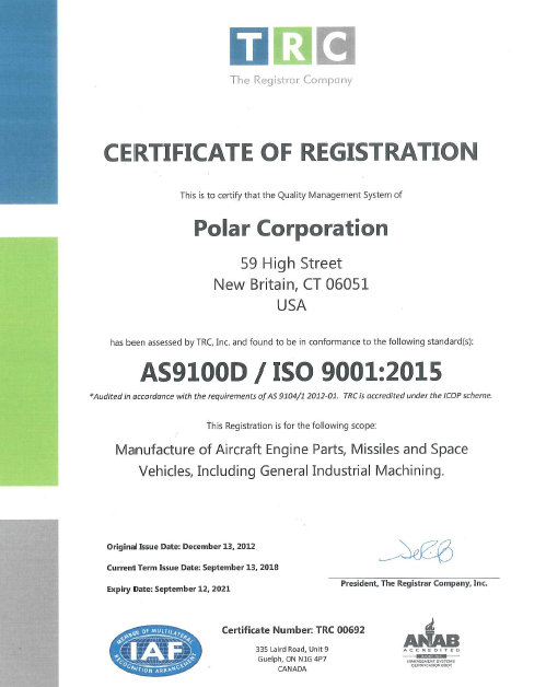 Polar Corporation Logo - Quality – Polar Corporation – A Manufacturing Company – New Britain CT