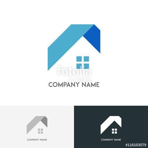 House Window Logo - Real estate logo or home with window and roof on the white