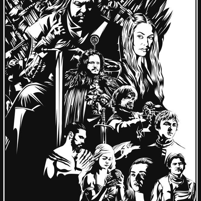 Game of Thrones Black and White Logo - Black and White vector illustration for Game of Thrones ...