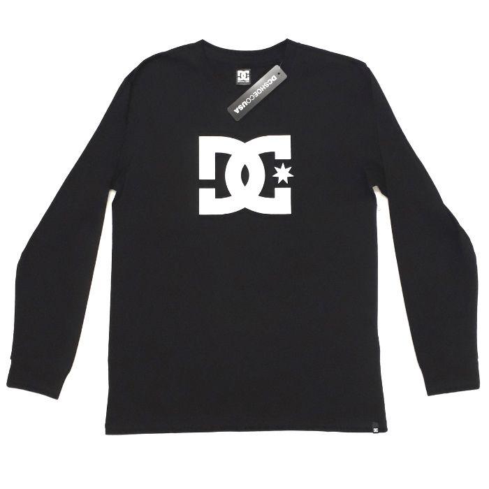 Black and White DC Logo - DC Shoe Co - Star Logo - Long Sleeve T-Shirt - Black