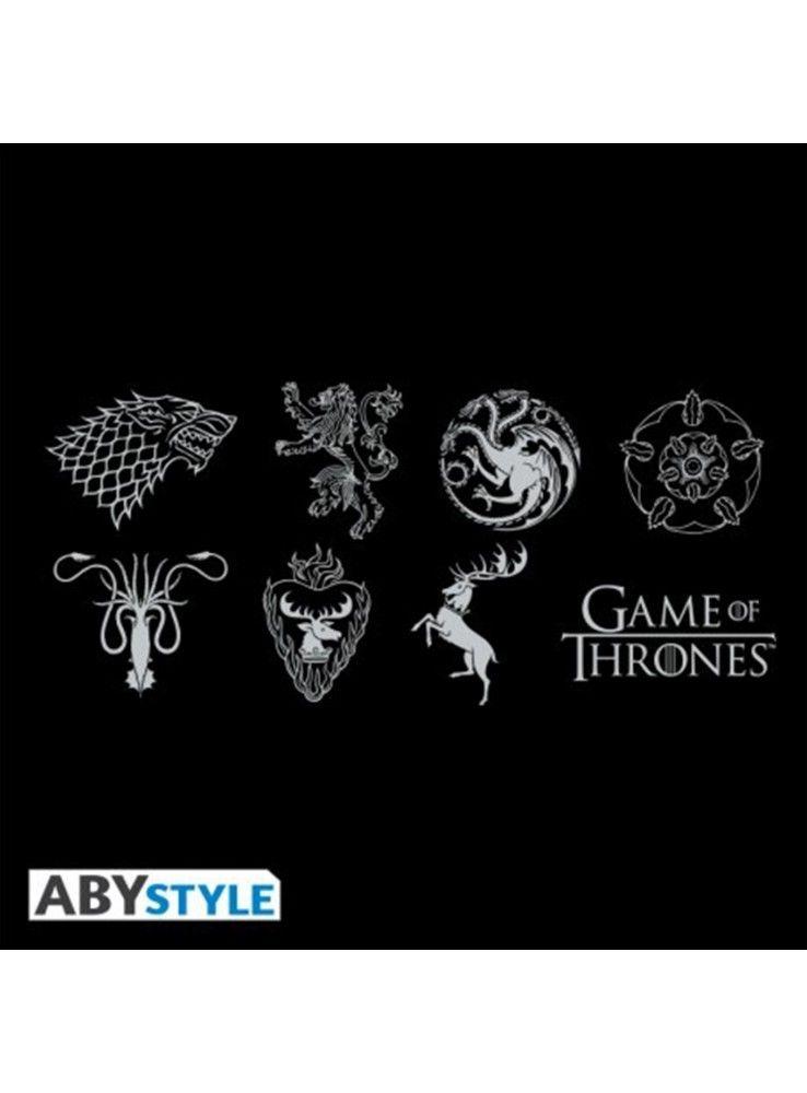 Game of Thrones Black and White Logo - Men's t-shirt with the shields 7 houses original Game of Thrones