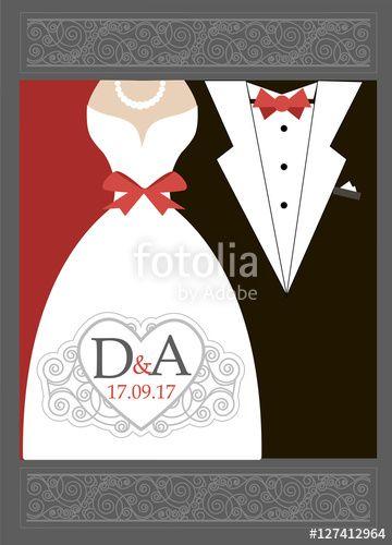 Red Wedding Logo - bride and groom Wedding invitation Red Black White. Wedding logo ...