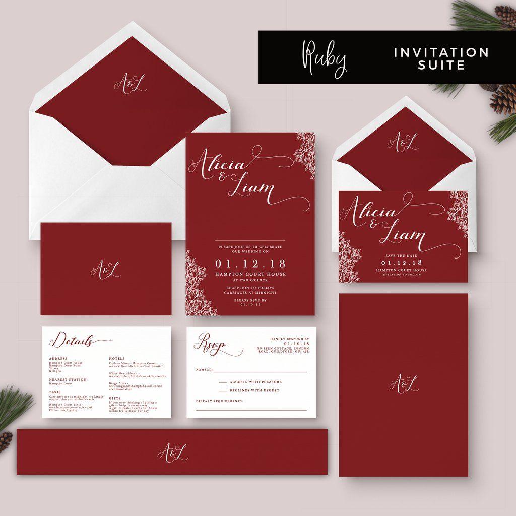 Red Wedding Logo - Ruby Personalised Wedding Invitation – The Stationery Garden