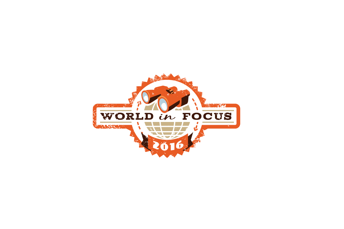 Tan World Logo - World in Focus Binoculars Logo