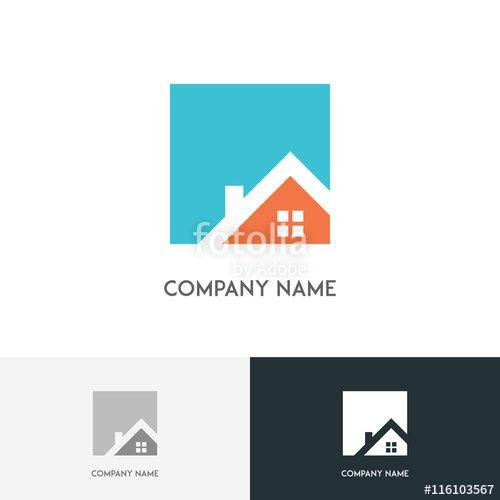 House Window Logo - Real estate logo - house or home with window and chimney on the roof ...