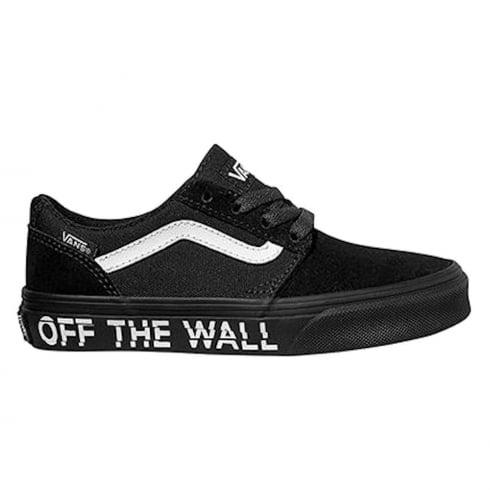 Black Off the Wall Vans Logo - Vans Boys Black Chapman Off The Wall Platform Shoes VA38J2R0M ...