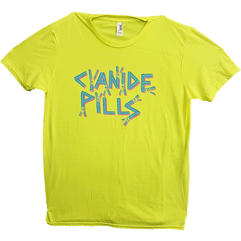 Lime and Blue Logo - Blue/Pink Logo Lime Green T-shirt - Cyanide Pills