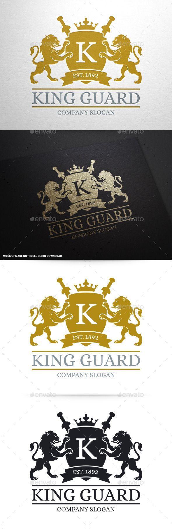2 Lions and Crown Logo - The King Guard Logo Template A classy and professional crest logo ...