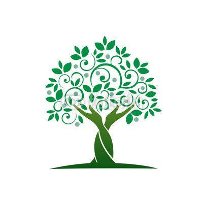 Green Tree Circle Logo - Logo Green Hand Care Tree Circle Icon. Buy Photo. AP Image