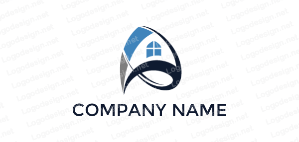 House Window Logo - swooshes around abstract house with window | Logo Template by ...