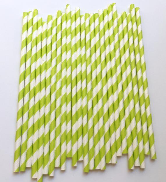 Green and White Spiral Logo - LIME GREEN & WHITE Stripe Paper Straws/Party Straws/Party | Etsy