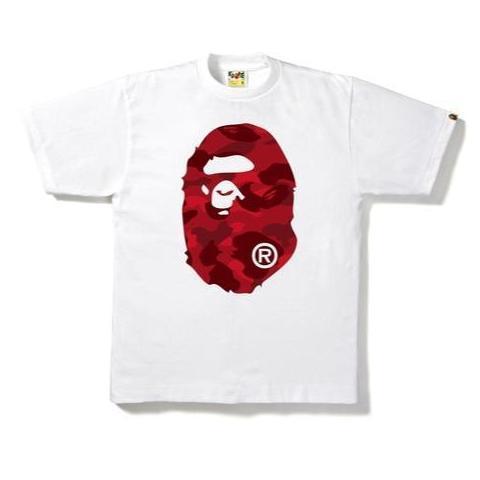 Red BAPE Head Logo - Bape Red Camo Big Ape Head Tee (White)