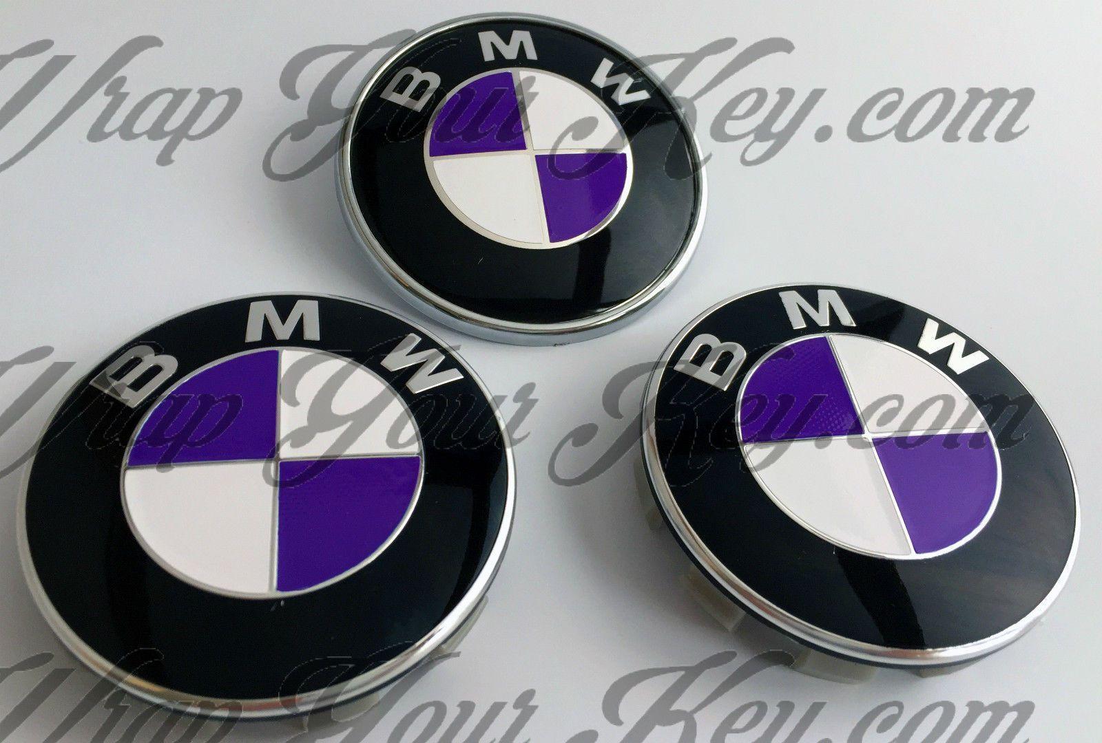 White BMW Logo - WHITE & PURPLE BMW Badge Emblem Overlay HOOD TRUNK RIMS FITS ALL BMW ...