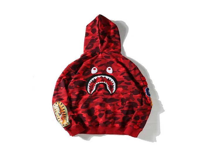 Red BAPE Head Logo - Buy Bape Shark Head Red Camo Hoodie with Zippers and Breathable