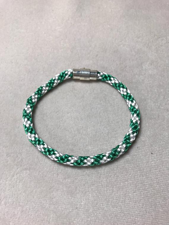 Green and White Spiral Logo - SALE Green and White Spiral Woven Bracelet Kumihimo | Etsy