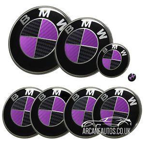 Purple BMW Logo - FOR BMW Carbon Fibre Black & Purple Badge Decals Wrap Sticker ALL ...