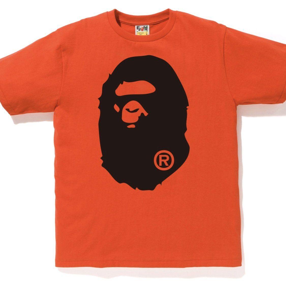Red BAPE Head Logo - Bape Bicolor Big Ape Head Tee (Orange) – LacedUp